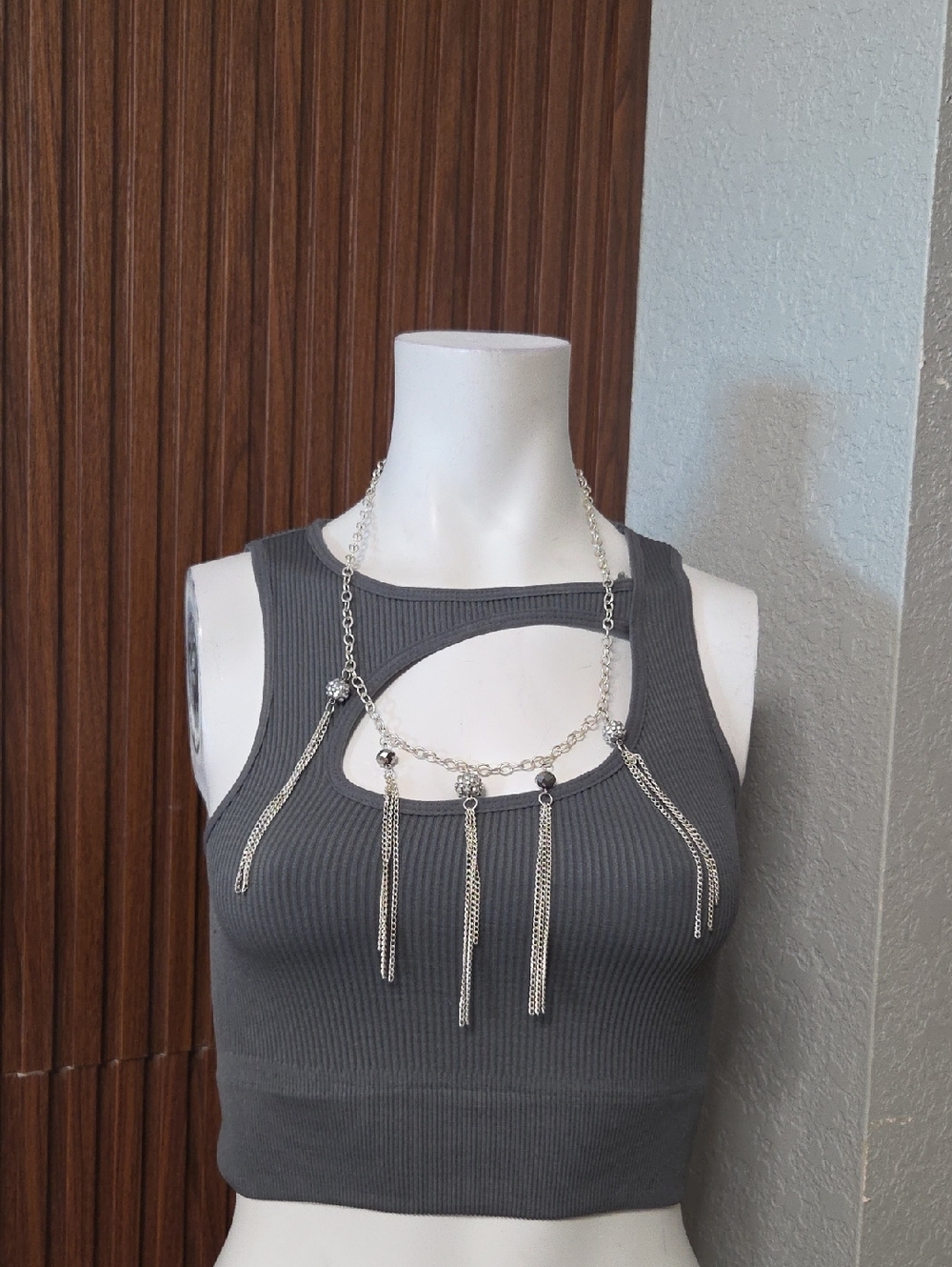 Silver Multi-Chain Tassel Necklace - Silver Statement Jewelry